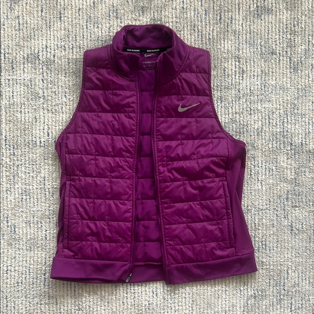 Nike Purple Quilted Vest with Stand-Up Collar